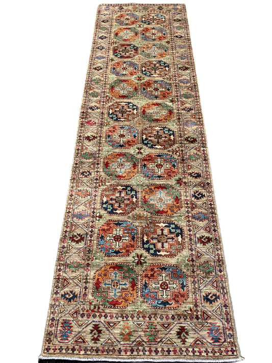 1022/22-78 Turkman Afgan Rug 2'10" x 10'5"