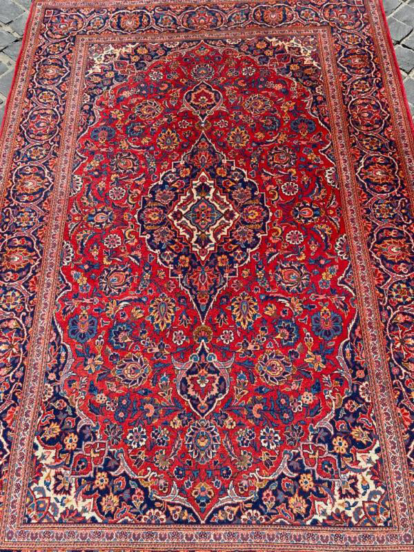 52490 Antique Kashan Persian rug 4'6" x 6'11"