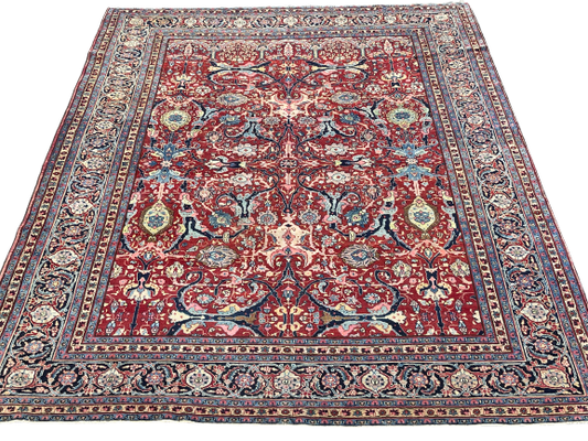 63480 Antique Tabriz 8'11" x 11'11"