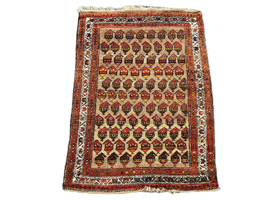 66698 Antique Persian Hamadan Area Rug, Circa 1920, Wool Foundation