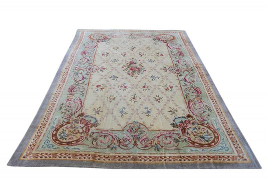 ANTIQUE Hooked Savonnerie design Oversize rug 10x16