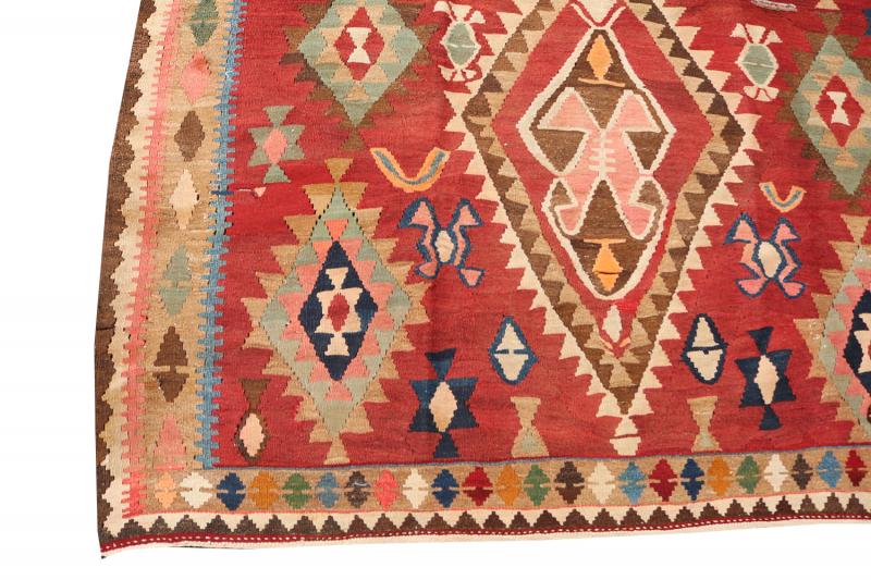 58966 Antique Persian Ghashghgai Vegetable Dyed Wool Kilim Rug - 6'2"x8'2"